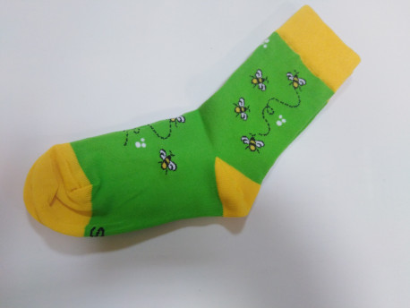 Ponožky Detské, zelené, motív včela