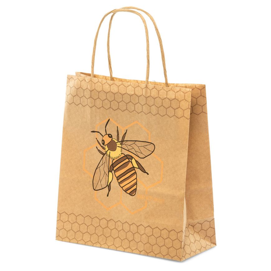 Ajándéktáska méh, 32x42x14, XL, papír
